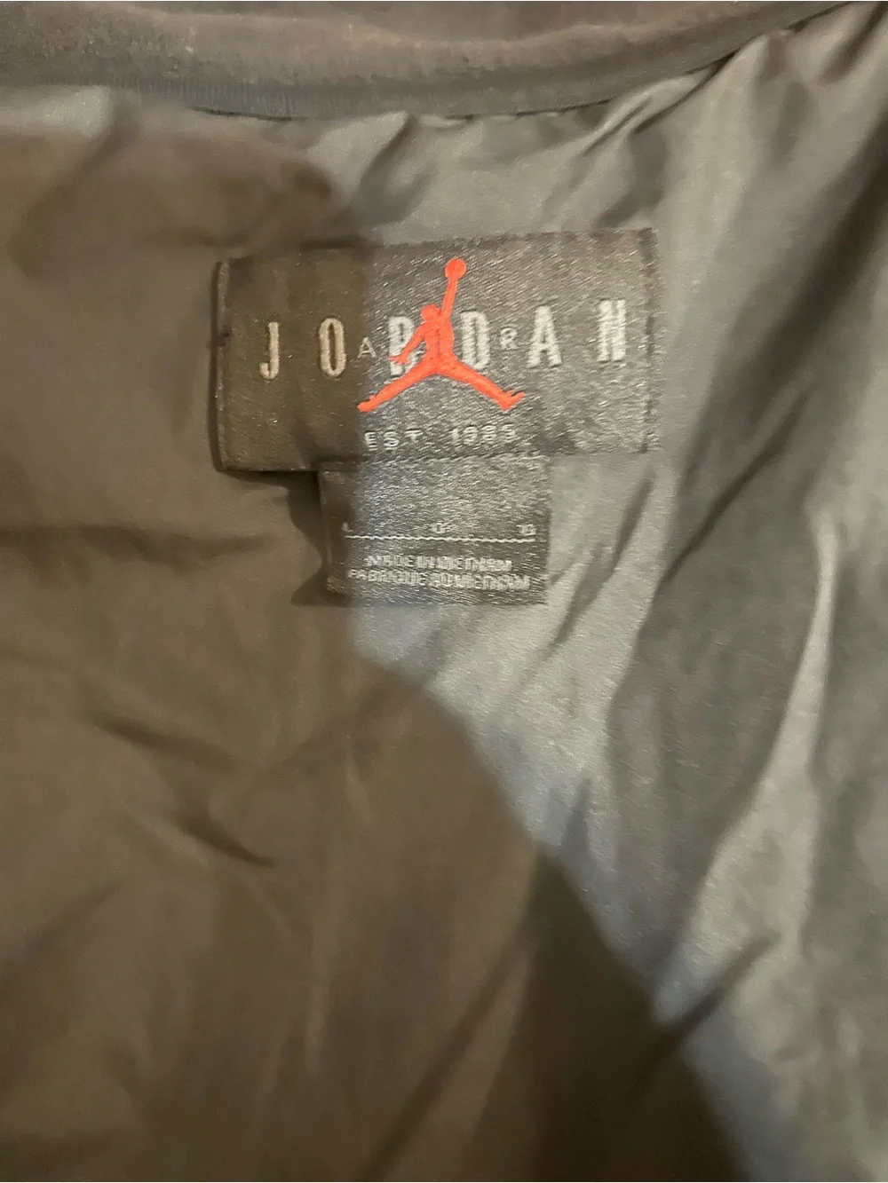 Jordan Essentials Mens Large Black Fleece Nylon Full Zip Vest FD8628-010 Jumpman